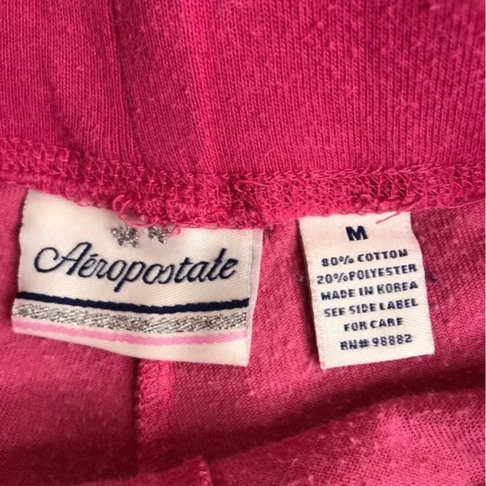 Aeropostale Pink Velour Sweatpants Slight Flare Bottom Elastic Waist Women Med